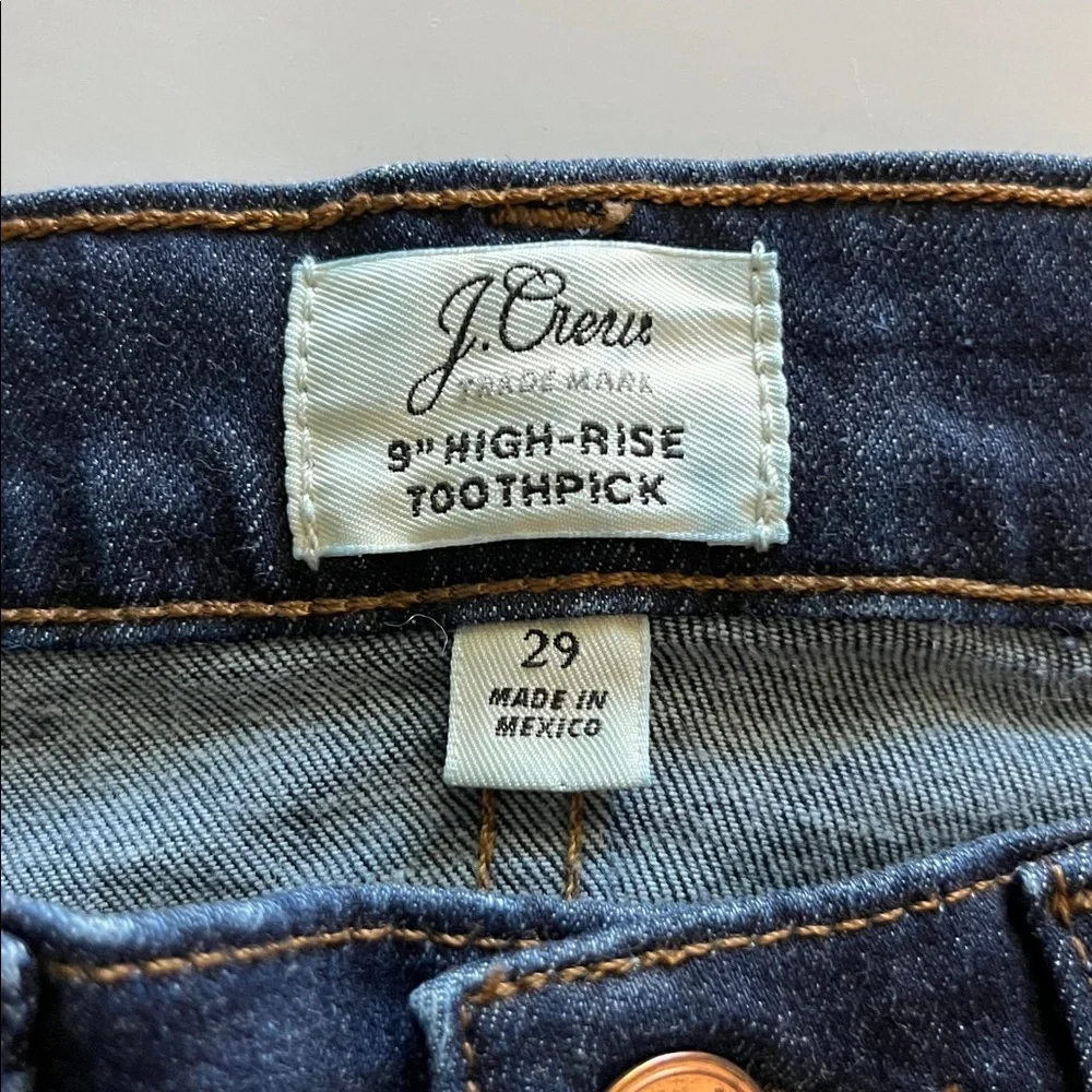 J. Crew 9” High Rise Toothpick Skinny Size 29